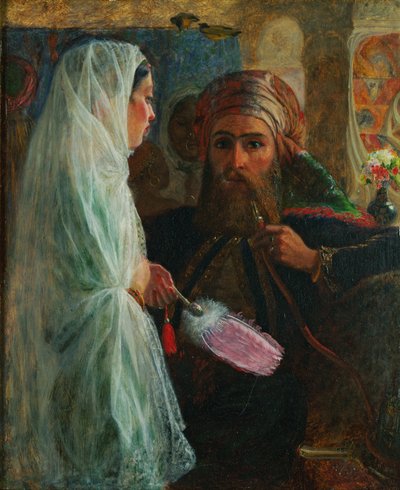 The Hookah Smoker (aluksella öljy kankaalle) tekijältä Marshall Claxton