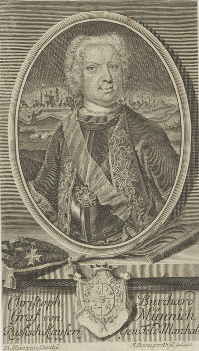 Kreivi Burkhard Christoph von Munnichin muotokuva 1683-1767, noin 1730. tekijältä Martin Bernigeroth