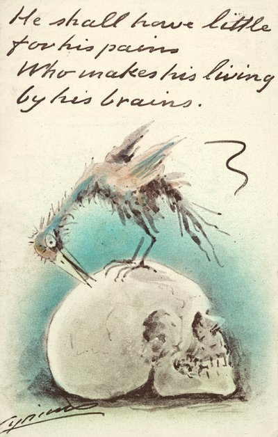 Hänellä on vähän kipujaan / Joka tekee elantonsa aivoistaan (väri litho) tekijältä Martin  Anderson