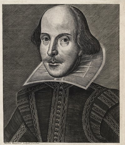"William SHAKESPEARE (1564-1616), jota edustaa Martin Droeshout". tekijältä Martin Droeshout