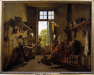 Martin Drollingin (1752-1817) keittiön sisustusmaalaus 1815 su. 0,65x0,8 m tekijältä Martin Drölling