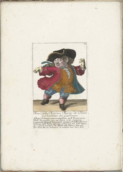 Kääpiö Gilles Platfues ranskalaisena tanssimestarina, n. 1710 Mgr. Gilles Platfues, Academie des Lourdeaux