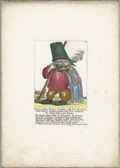 De dwerg Iupanschku Ferenz, noin 1710 Iupanschku Ferenz, tuomari Raubausta, päähärkä Jubilir ja Unkarin Heü Flottan vara-amiraali (nimi esineessä) Il Callotto resurcitato tai vastikään kalustettu pieni kaappi (sarjan nimi) tekijältä Martin Engelbrecht (attributed to)