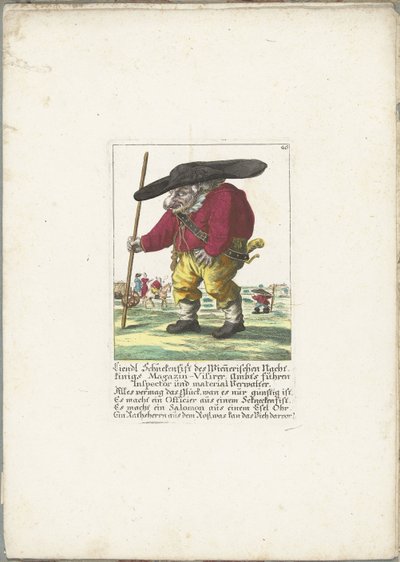 De dwerg Liendl Schnekenfist, noin 1710 Liendl Schnekenfist Wienerisches Nacht-Kings Magazin-Visireristä, Ambts drive-tarkastaja ja materiaalivastaava (nimi esineessä) Il Callotto resurcitato tai vastikään kalustettu pieni kaappi (sarjan nimi) tekijältä Martin Engelbrecht (attributed to)