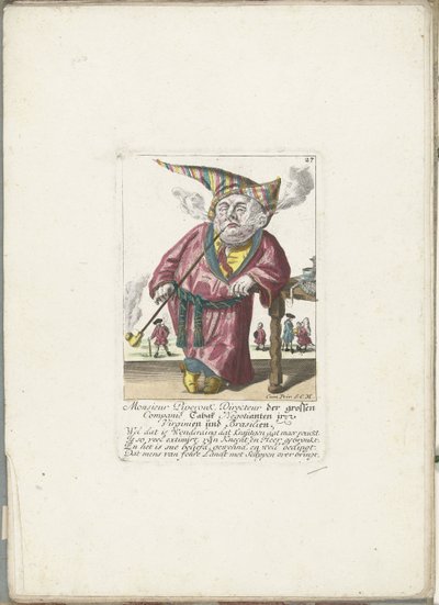 De dwerg Piperouk tupakkakaupan johtajana, noin 1710 Monsieur Piperouk, suuren yrityksen Tabak Negotianten johtaja Virginiassa ja Brasiliassa (otsikko esineessä) Il Callotto resurcitato tai vastikään kalustettu pieni kaappi (sarjan nimi tekijältä Martin Engelbrecht (attributed to)