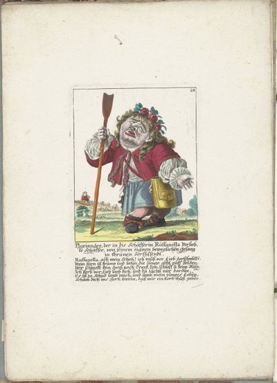 De dwerg Ploriander paimenena, n. 1710 Ploriander, paimen, joka on rakastunut paimentar Ruffanellaan, purskahti itkuun omasta liikuttavasta laulustaan ​​(otsikko esineessä) Il Callotto resurcitato tai vastikään kalustettu pieni kaappi (sarja tekijältä Martin Engelbrecht (attributed to)