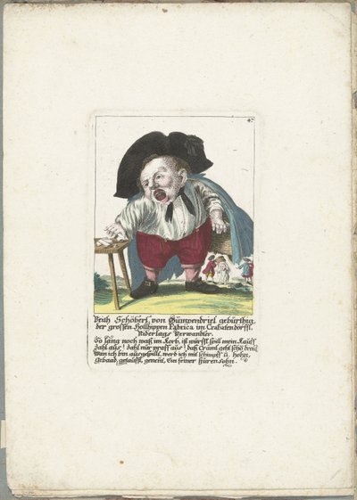 Dwerg Veith Schöberl von Gümpendriel, noin 1710 Veith Schöberl von Gümpendriel syntynyt, suuri Hollhippen Fabrica Crabatendörfflissä, Niderlagin sukulainen (nimi esineessä) Il Callotto resurcitato tai vastikään kalustettu pieni kaappi (sarja ti tekijältä Martin Engelbrecht (attributed to)