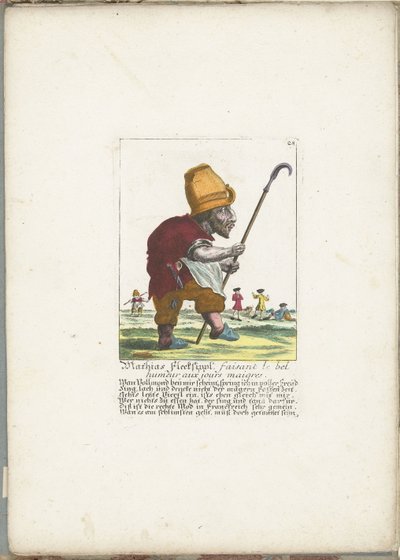 Iloinen kääpiö Mathias Flecksippl, n. 1710 Mathias Flecksippl, faisant le bel humeur aux jours maigres (otsikko esineessä) Il Callotto resurcitato tai hiljattain nimitetty Zwerchen Cabinet (sarjan nimi) tekijältä Martin Engelbrecht (attributed to)