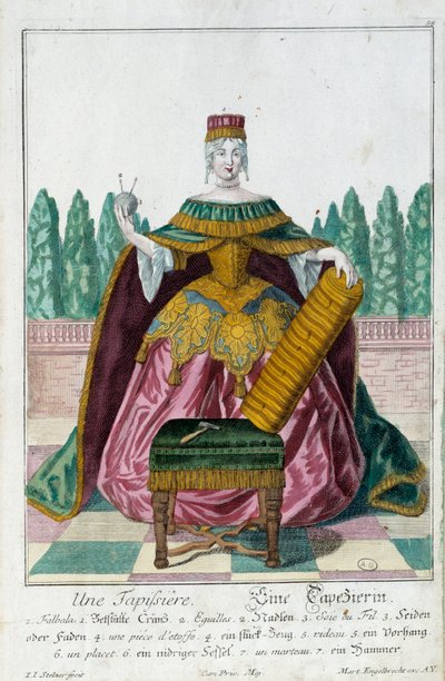 Verhoilu. Kaiverrus Martin Engelbrecht (1684-1756), "" Uusi kokoonpano of the manouvries habilles"" 17th century, Saksa. Pariisi, koristetaide tekijältä Martin Engelbrecht