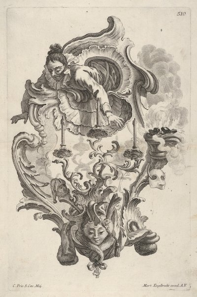 Sconce Representing Winter, Sconce Representing the 4 Year Sides, noin 1730-56. tekijältä Martin Engelbrecht