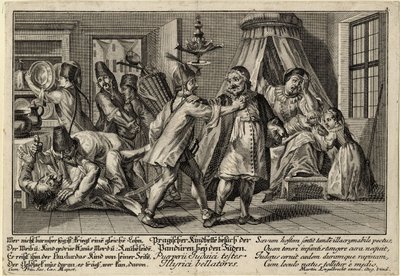 Pandurit vierailemassa juutalaisten luona, noin 1756 tekijältä Martin Engelbrecht