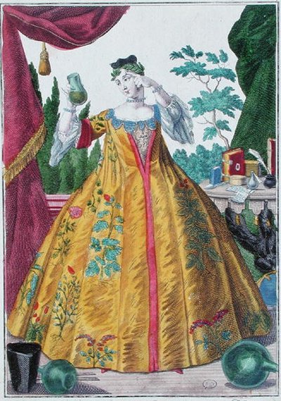 Tohtorin vaimo, n.1735 (värikaiverrus) tekijältä Martin Engelbrecht