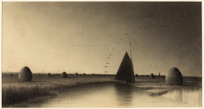 Purjevene ja heinäsuovat Newbury Marshilla tekijältä Martin Johnson Heade