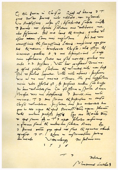Martin Lutherin kirje Thomas Cromwellille, 9. huhtikuuta 1536 tekijältä Martin Luther
