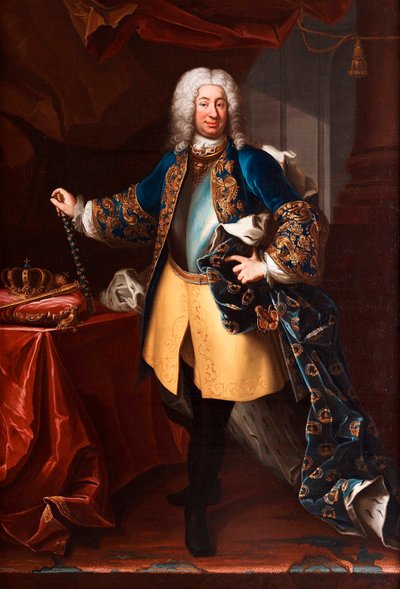 Frederik I:n (Frederick I) (1676-1751) muotokuva Ruotsin kuninkaan ja Suomen prinssin muotokuva (Ruotsin kuninkaan Frederick I (1676-1751) muotokuva) Martin Meytensin maalaus dit le jeune (1695-1770), noin 1730 - Öljy kankaalle, 234x158 - Yksityiskokoelma tekijältä Martin Meytens the Younger