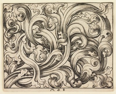 Vaakasuora täyttö vaalealla taustalla (vaakasuora ornamentti) tekijältä Martin Schongauer