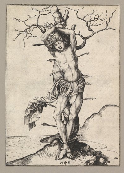 Saint Sebastian, n. 1435-1491. tekijältä Martin Schongauer
