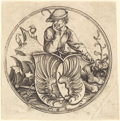 Kilpi siipillä, hallussaan Peasant tekijältä Martin Schongauer