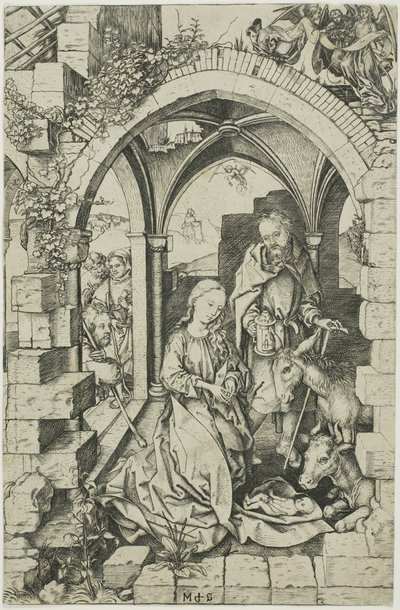 Syntymä, kirjasta Life of the Virgin tekijältä Martin Schongauer