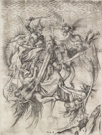 Pyhän Antoniuksen koettelemukset, 1400-luvun loppu tekijältä Martin Schongauer