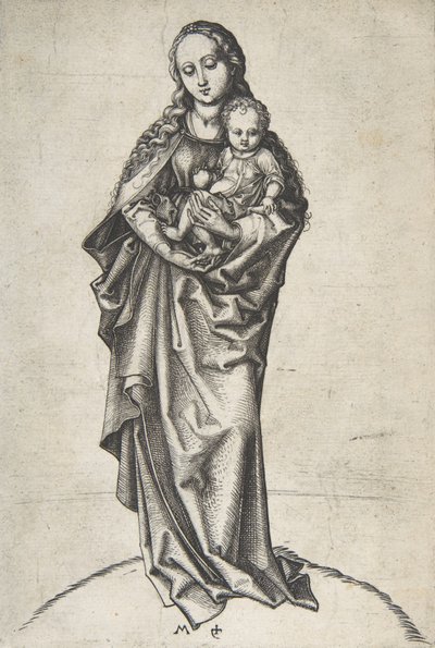 Neitsyt ja lapsi omenan kanssa, n. 1475, n. 1475. tekijältä Martin Schongauer