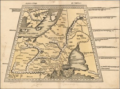 1513 Martin Waldseemüllerin laatima kartta Baltiasta, Skandinaviasta, Puolasta ja Itä-Euroopasta. tekijältä Martin Waldseemuller
