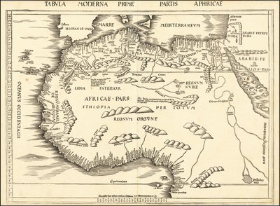 Martin Waldseemüllerin laatima Pohjois-Afrikan kartta vuodelta 1513. tekijältä Martin Waldseemuller