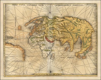 Martin Waldseemüllerin laatima maailmankartta vuodelta 1513. tekijältä Martin Waldseemuller