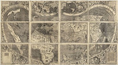 Maailmankartta Universalis Cosmographia, 1507 tekijältä Martin Waldseemuller