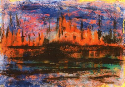 Skyline Wasserspiegelungen am Abend tekijältä Martina Konitzky