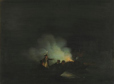 hollantilainen: Kansalliskaartin komentajan Matthijs Beelaertsin siirtyminen Papendrechtiin 22. marraskuuta 1813 yöllä tekijältä Martinus Schouman