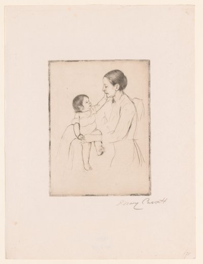 Rakkaus Hyväilyjä Äiti ja lapsi tekijältä Mary Cassatt (signed by artist)