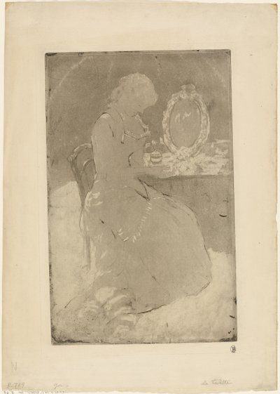 Pukeutumispöydän ääressä tekijältä Mary Cassatt