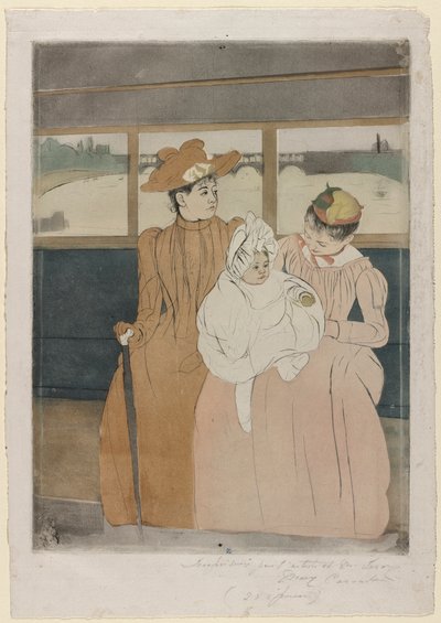 Omnibussissa, 1890-91. tekijältä Mary Cassatt
