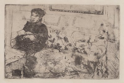 Sisustus: Sohvalla, c. 1883. tekijältä Mary Cassatt