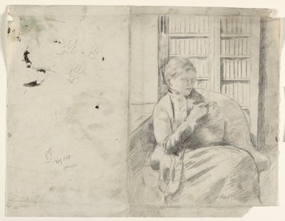 Neulominen kirjastossa recto, n. 1881. tekijältä Mary Cassatt