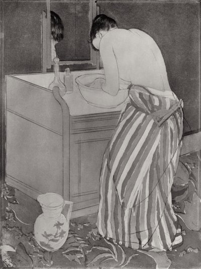 La Toilette, 1891 (kuivakärki ja akvatinta paperilla) tekijältä Mary Cassatt