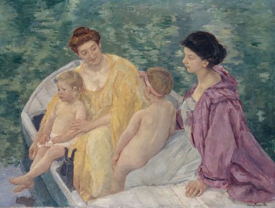 Le Bain Kaksi äitiä ja heidän lapsensa veneessä tekijältä Mary Cassatt