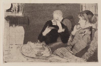Lydia ja hänen äitinsä Teassa tekijältä Mary Cassatt