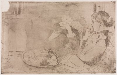 Lydia ja hänen äitinsä Teassa, n. 1880. tekijältä Mary Cassatt