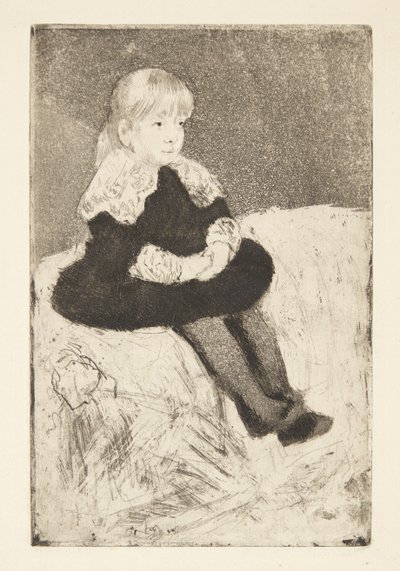 Mademoiselle Luguet asseguda en un acabat de sofà tekijältä Mary Cassatt