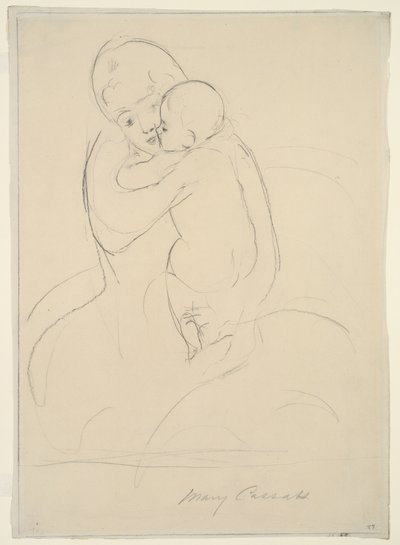 Äidin hyväily, 1921 tekijältä Mary Cassatt