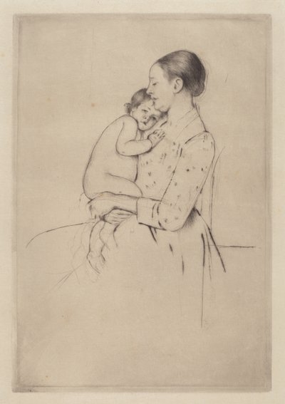 Hiljaisuus, noin 1891 tekijältä Mary Cassatt