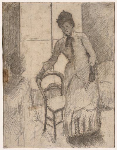 Vierailija recto, Vierailija verso, c. 1881. tekijältä Mary Cassatt