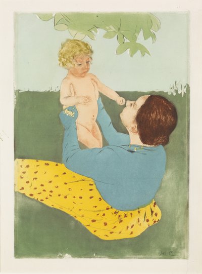 Hevoskastanjapuun alla, 1896-97 (Kipsipiirto ja akvatintta väreissä) tekijältä Mary Cassatt