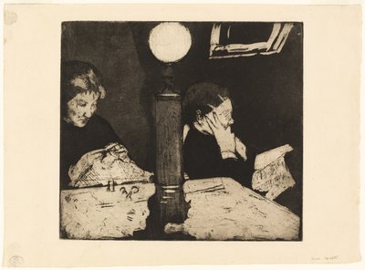 Lampun alla, n. 1882 tekijältä Mary Cassatt