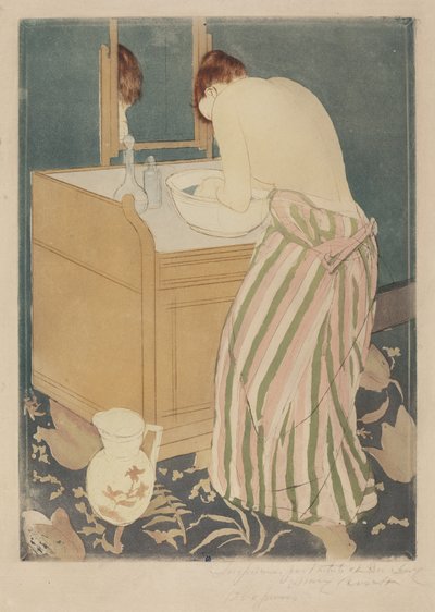 Nainen uimassa tekijältä Mary Cassatt