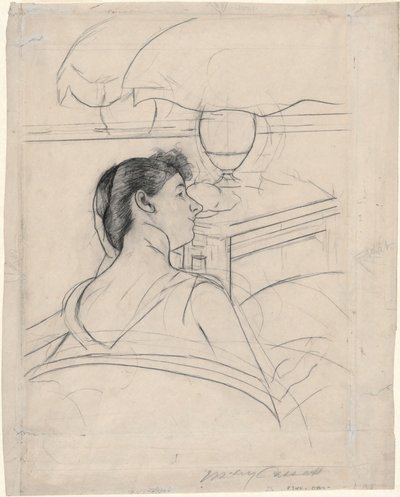 Nainen ja lamppu tekijältä Mary Cassatt