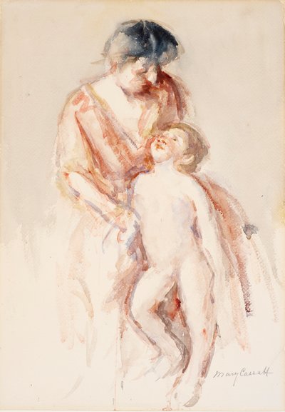 Nainen alastonpojan kanssa vasemmalla tekijältä Mary Cassatt