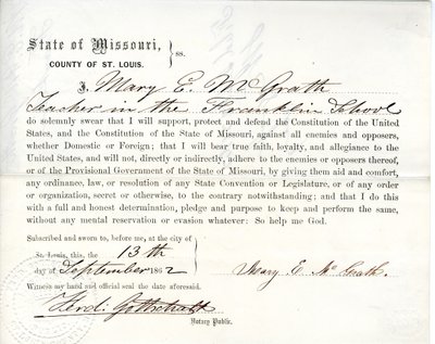 Uskollisuusvala Mary E. McGrath Missourista, St.Louisin kreivikunta tekijältä Mary E. McGrath